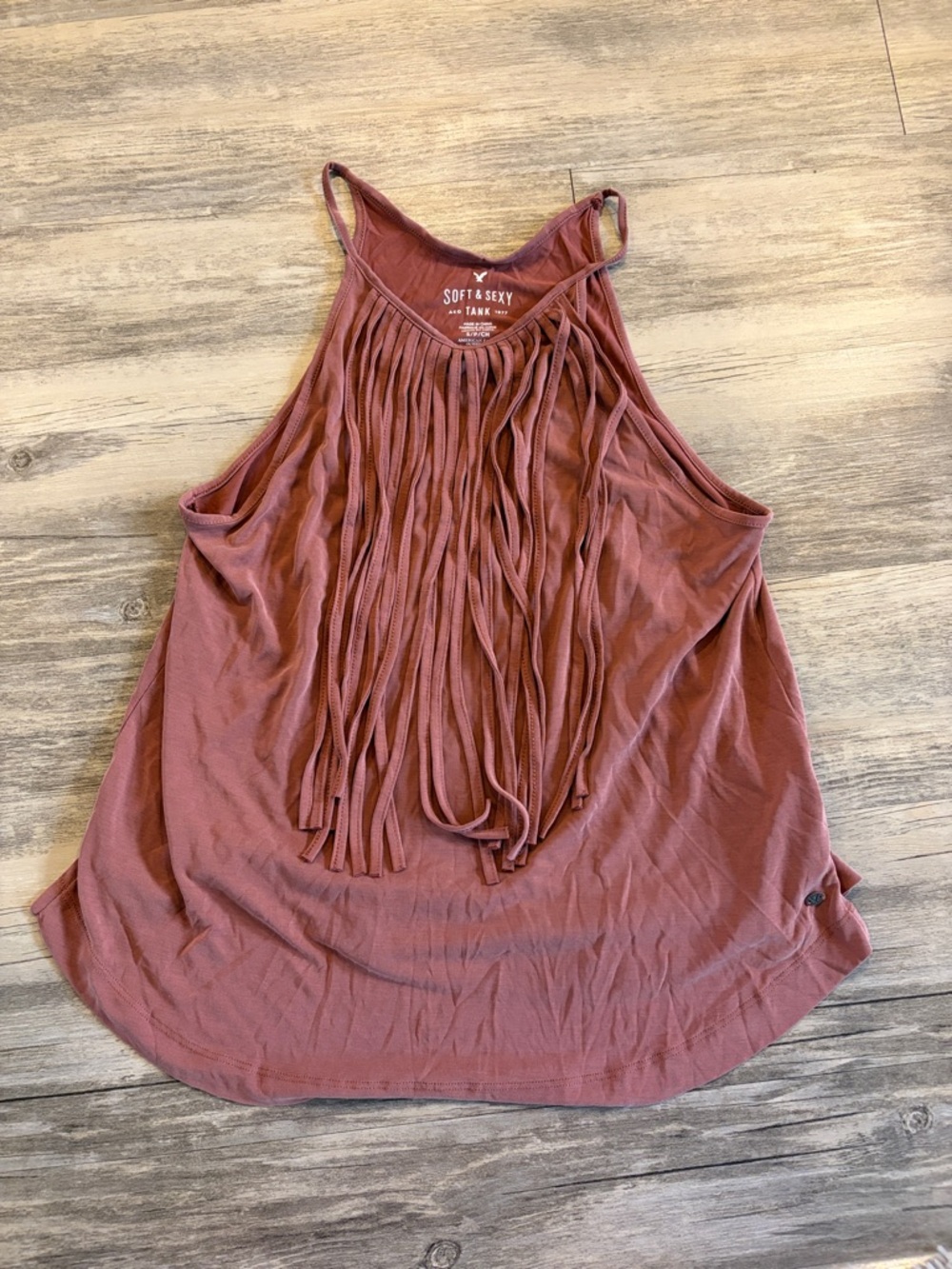 American Eagle Outfitters Rose Fringe High-Neck Tank
